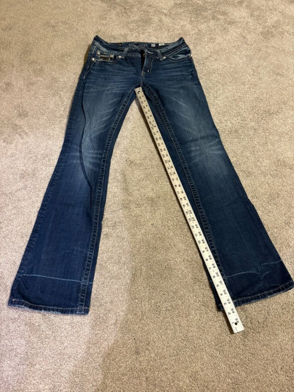 Miss Me Bootcut Jeans Rhinestone Wing Flap Pockets Medium Wash Women's Size 30